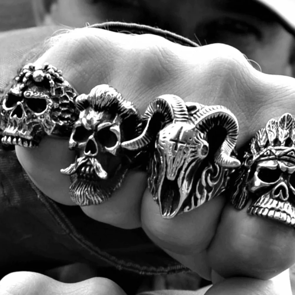 Inel Gotic Demon Biker Skull 8