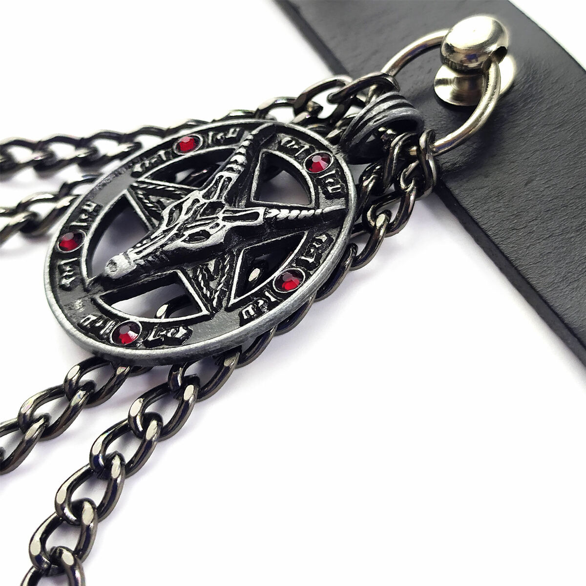 Choker BAPHOMET RED CRYSTAL LEATHER