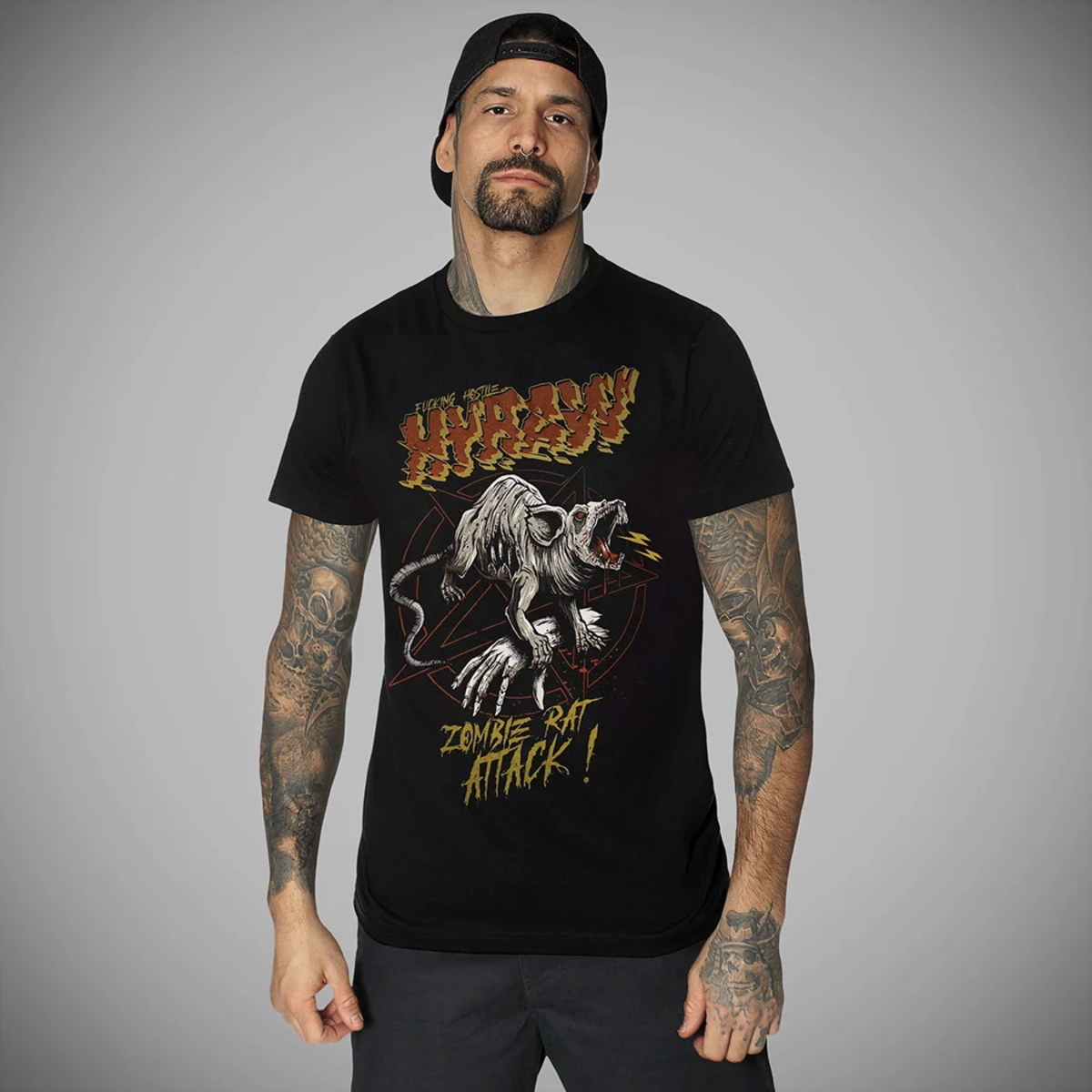 tricou hardcore bărbați - ZOMBIE RAT - HYRAW - W24-M02 3XL